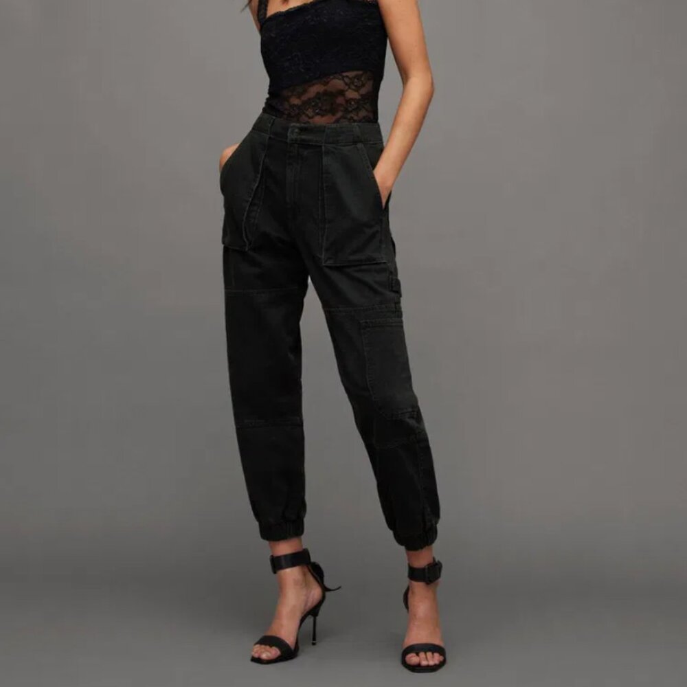 AllSaints Mila High Rise Denim Jogger | Size: US 2 | Color: Washed Black